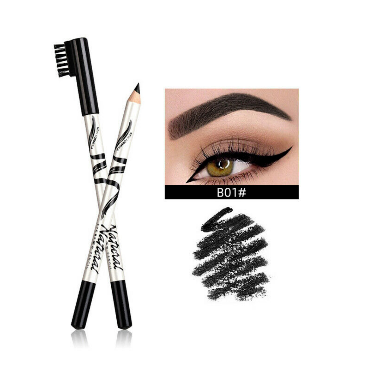 Карандаш для бровей Menow Natural Eyeliner №1, черный
