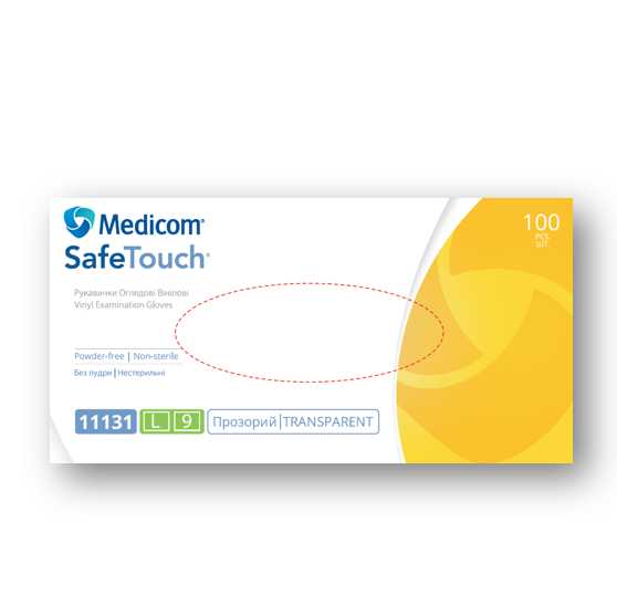 Рукавички вінілові Medicom (прозорі) 100 шт