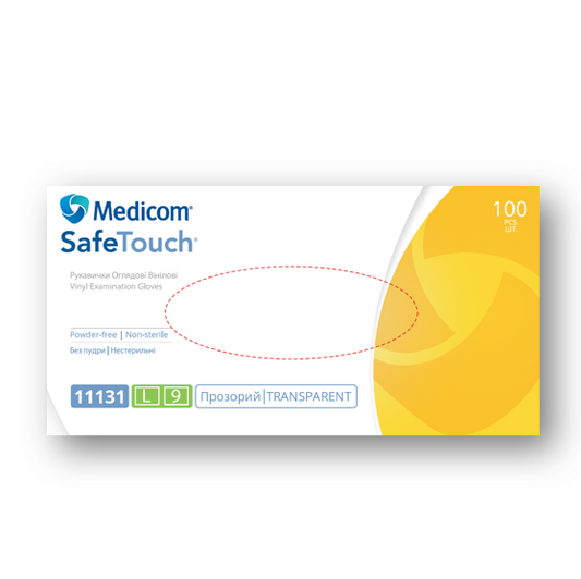 Рукавички вінілові Medicom (прозорі) 100 шт