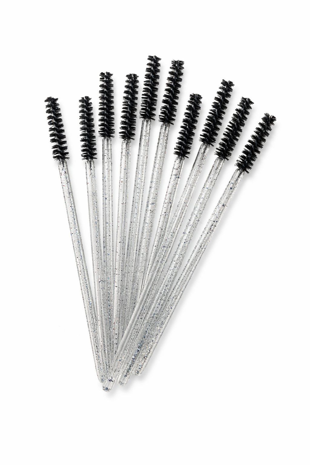 Щіточки для вій та брів, тоненький ворс, чорна глітерна (50 шт)
