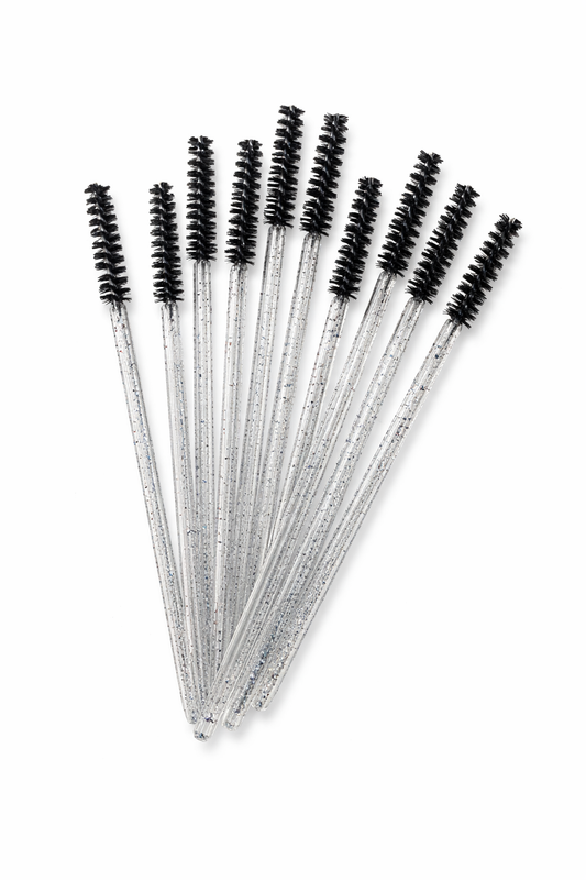 Щіточки для вій та брів, тоненький ворс, чорна глітерна (50 шт)