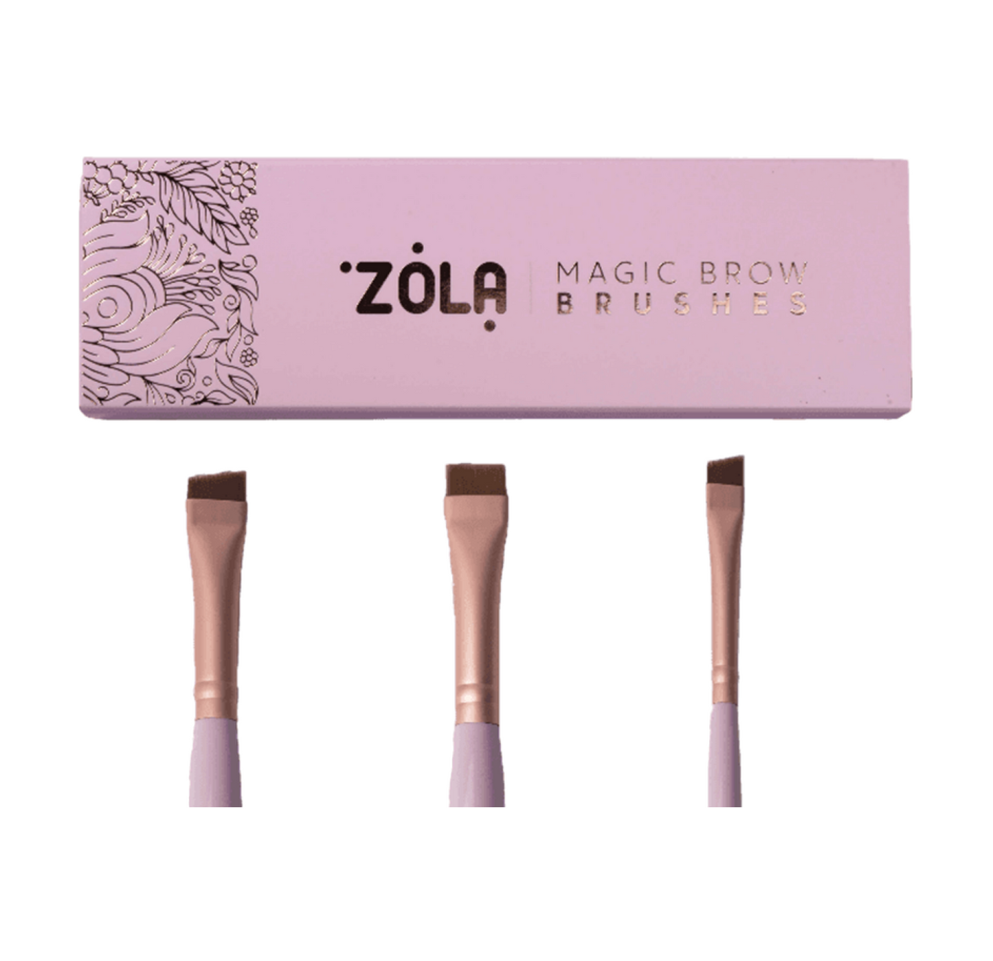 ZOLA НАБІР ПЕНЗЛІВ СВІТЛО-РОЖЕВИЙ ДЛЯ ФАРБУВАННЯ БРІВ MAGIC BROW BRUSHES ПРОФЕСІЙНИЙ