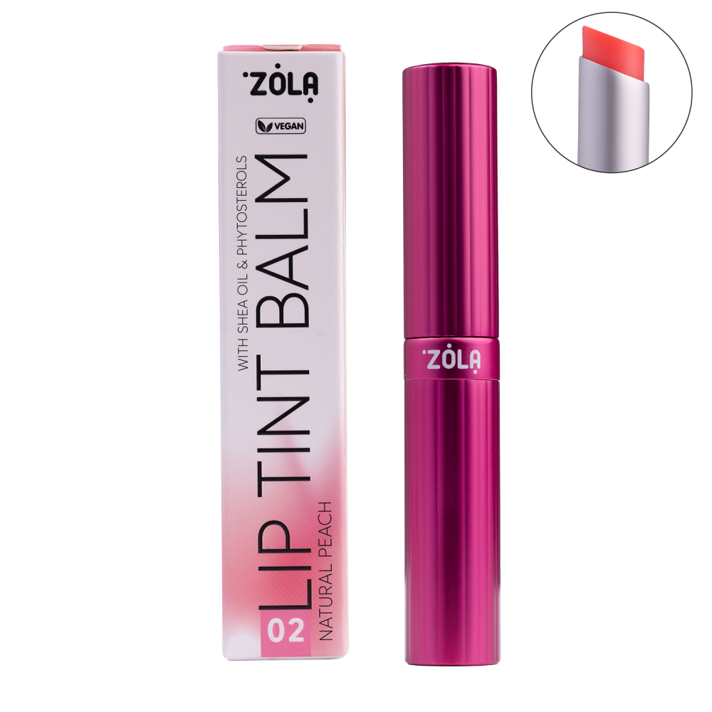 ZOLA Відтінковий бальзам для губ Lip Tint Balm (02 Peach Natural)