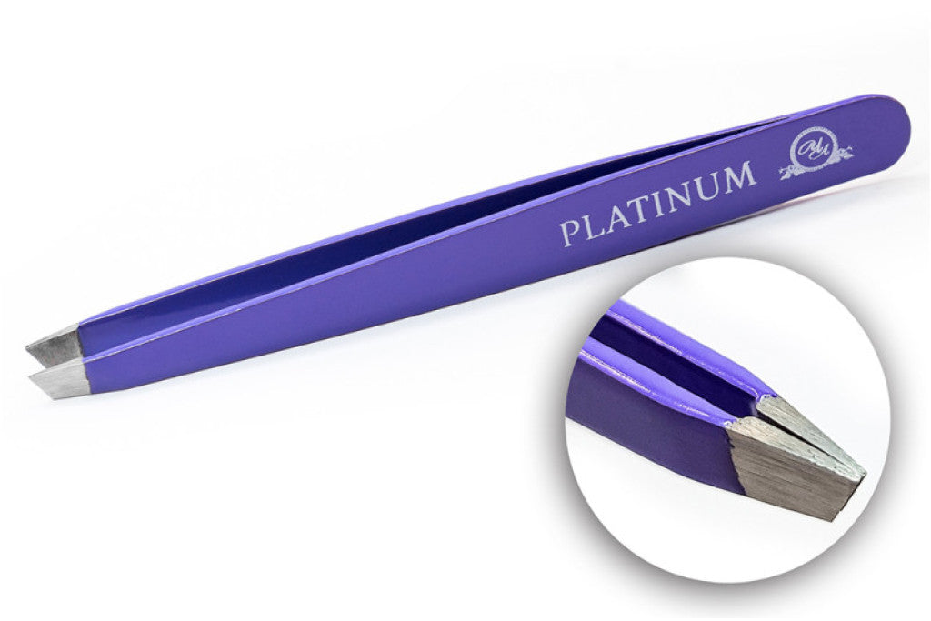 Пінцет для брів скошений Фіолетовий Platinum