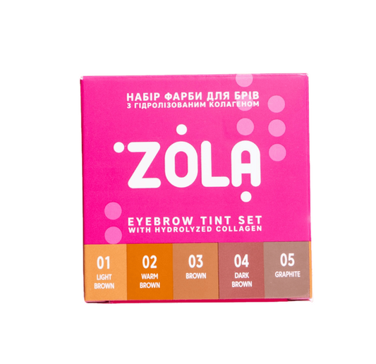 ZOLA НАБІР ФАРБ ДЛЯ БРІВ З КОЛЛАГЕНОМ У САШЕ EYEBROW TINT WITH COLLAGEN 5X5ML (5 КОЛЬОРІВ)