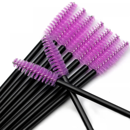 Щіточки для брів нейлонові (ручка чорна, ворс фіолетовий) 50 шт.