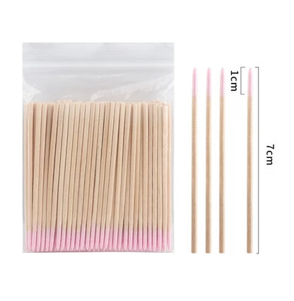 Аплікатори (мікробраші) дерев'яні 7см (100шт/уп) рожеві